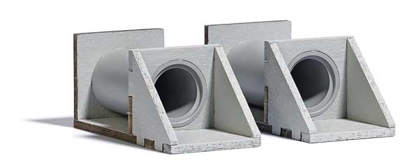 Busch 7891 HO Scale Concrete Pipe Culvert - Kit