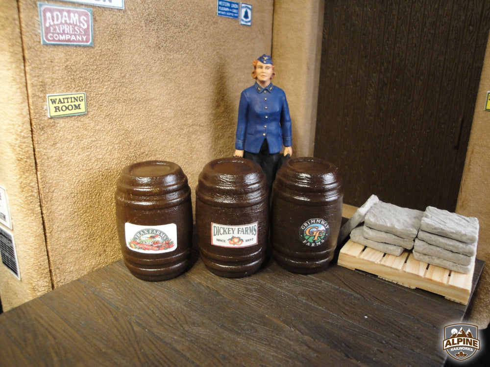 Alpine Railworks 1014A G Scale General Store Barrels With Labels A (3)
