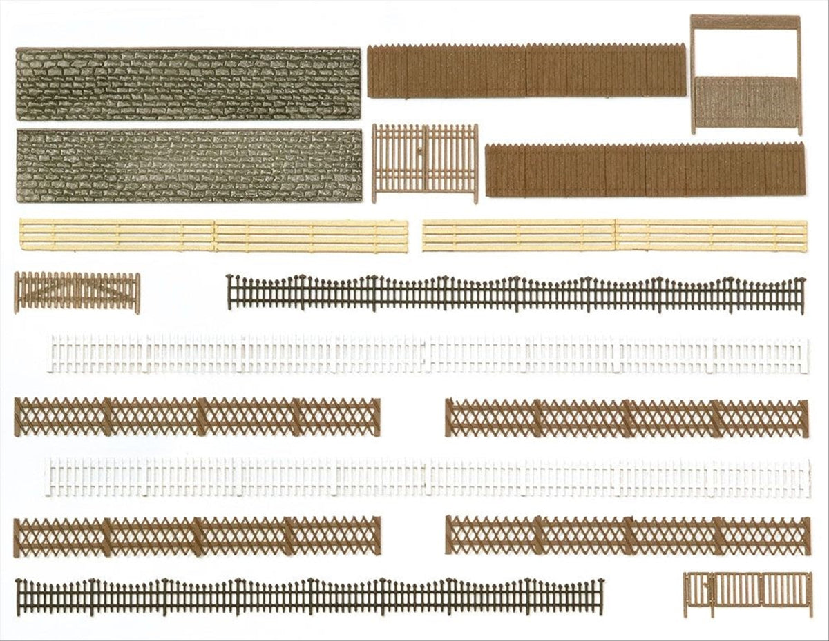 Busch 6017 HO Scale Fence, Wall & Gate Assortment Kit