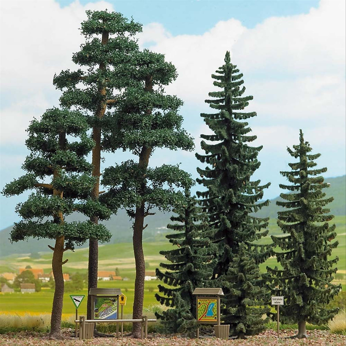 Busch 6393 HO Scale Spruce & Pine Forest Scene Set