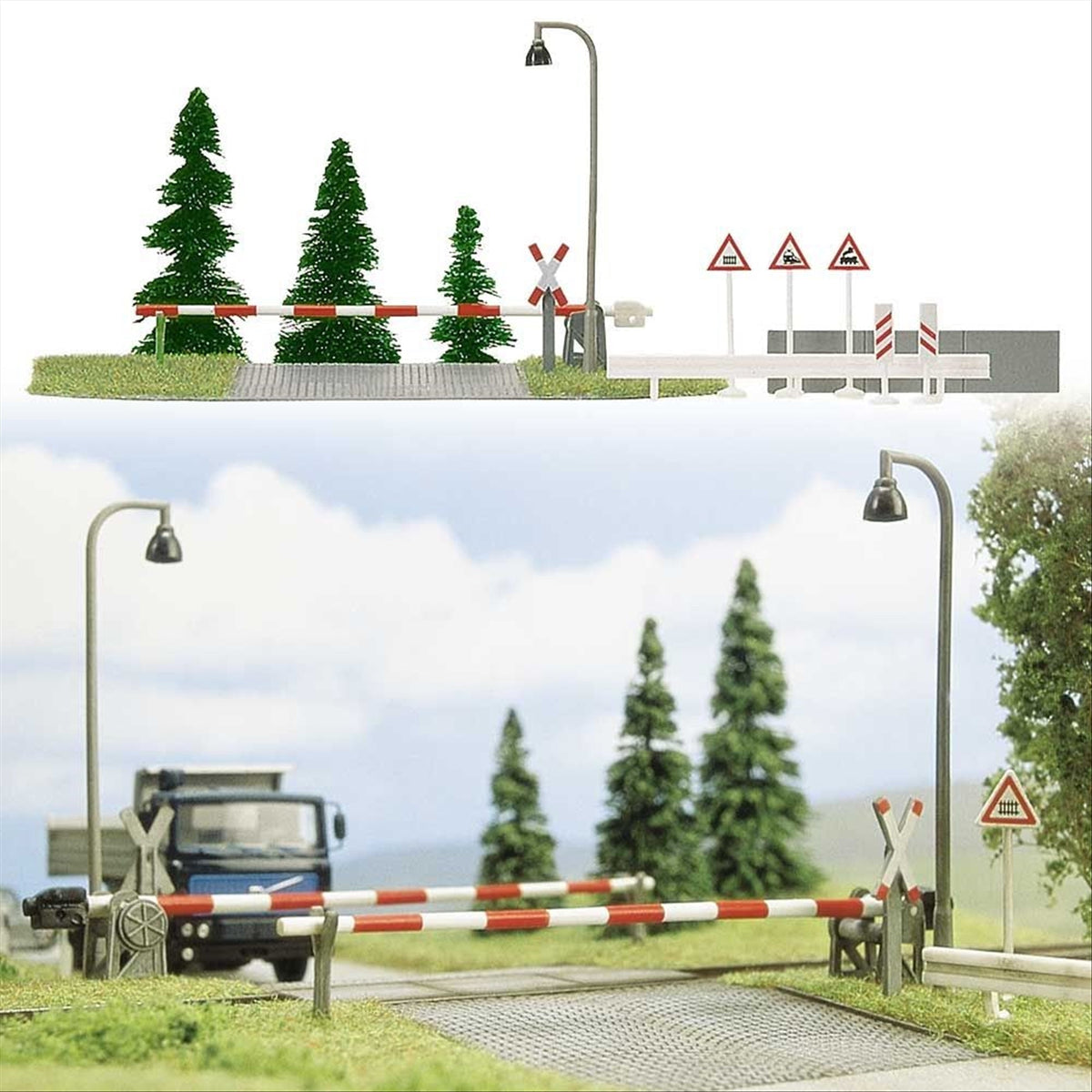 Busch 6040 HO Scale Grade Crossing Set with Gates & Details