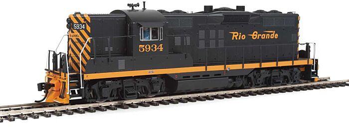 Walthers Proto 49703 HO Scale EMD GP9 Phase II High Short Hood - Standard DC -- Denver & Rio Grande Western(TM) #5934 (black, Aspen Gold, Small Flying Grand