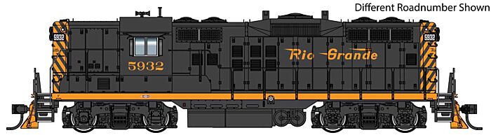 Walthers Proto 49704 HO Scale EMD GP9 Phase II High Short Hood - Standard DC -- Denver & Rio Grande Western(TM) #5944 (black, Aspen Gold, Small Flying Grand