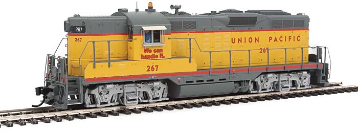 Walthers Proto 42711 HO Scale EMD GP9 Phase II - LokSound 5 Sound and DCC -- Union Pacific(R) #267 (Armour Yellow, gray, red)