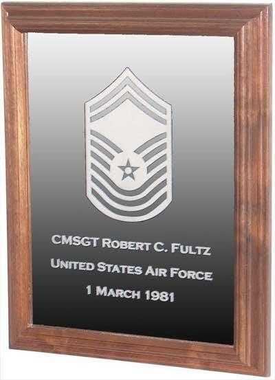 Military Laser Engraved Rank Insignia Mirror Frame High-Gloss Lacquer Finish
