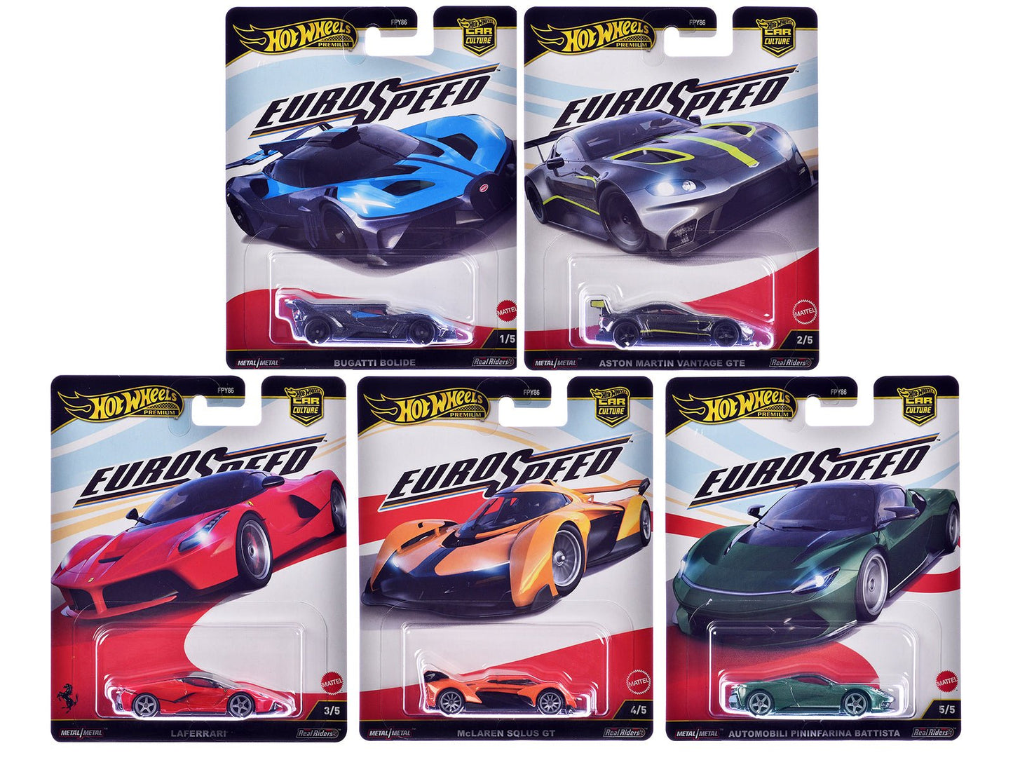 "Euro Speed" 5 piece Set "Car Culture" 2025 Series L Diecast Model Cars by Hot Wheels free shipping USA