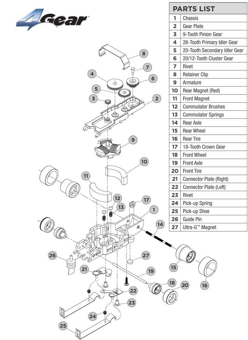 Auto World 4Gear Chassis Tuneup Parts Gear Plate Ho Slot Car PSC4G-002