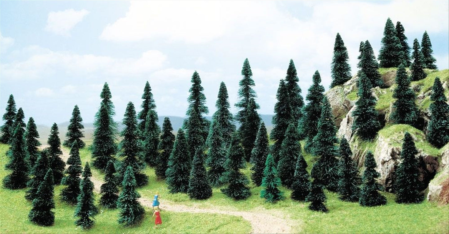 Busch 6597 N & Z Scale Push-In Pine Trees, Pack of 50