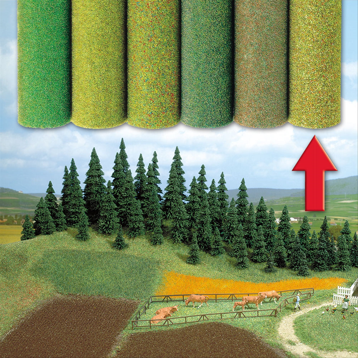 Busch 7236 All Scale Large Grass Mat, 4-Color Mix