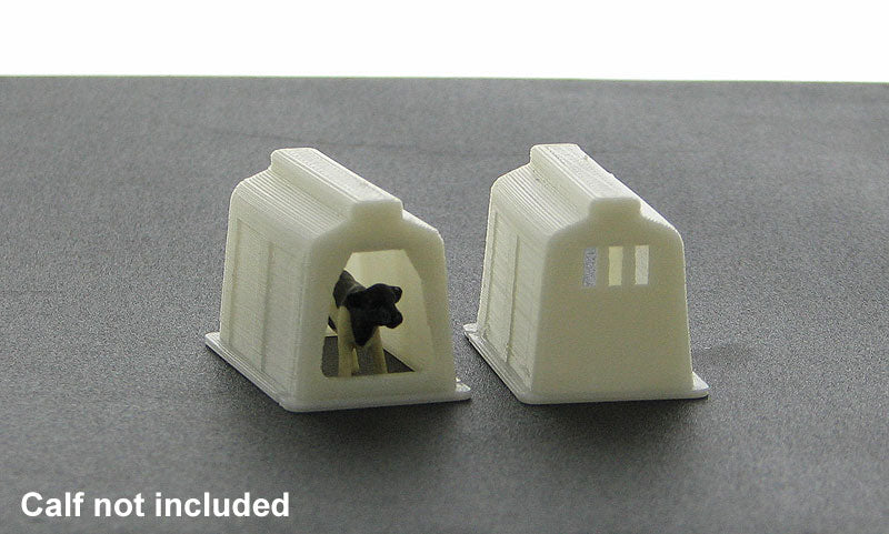 3D To Scale 64-335-WT 1/64 Poly Calf Shelter, White 2-Pack