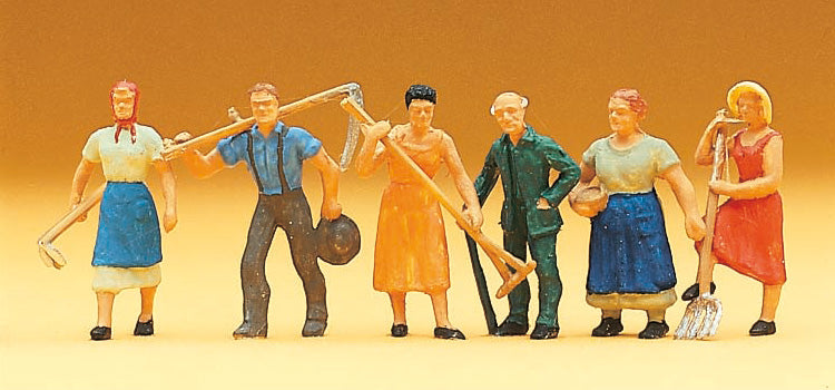 Preiser 14040 HO Scale Farm Workers Figure Set, 6-Pack