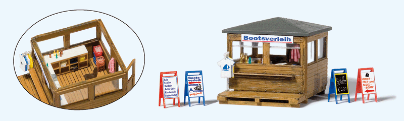 Preiser 17314 HO Scale Boat Rental Kiosk Kit