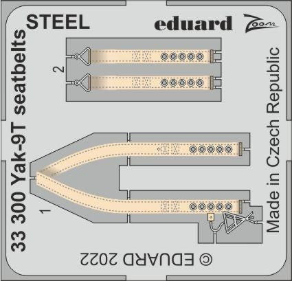 Eduard 33300 1/32 Aircraft- Yak9T Seatbelts Steel for ICM (Painted)