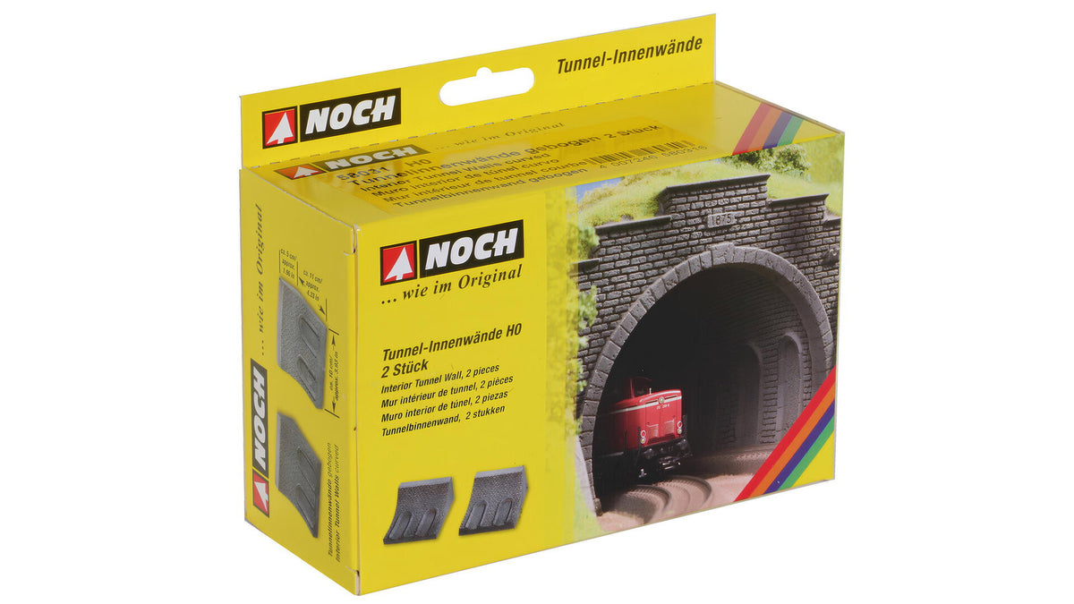 Noch 58031 HO Scale Curved Interior Tunnel Walls, pkg(2)