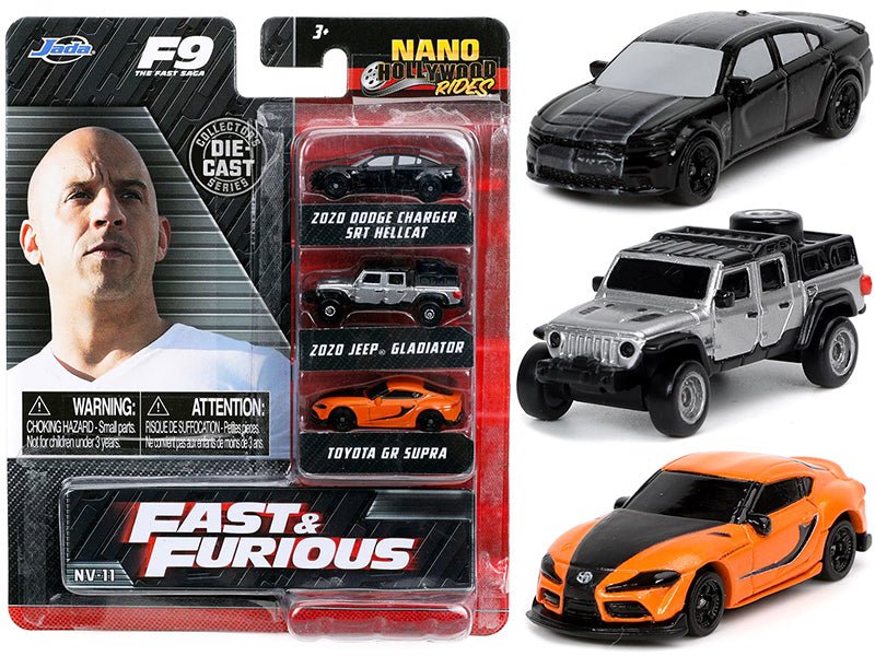 "Fast & Furious 9" (2021) Movie 3 piece Set "Nano Hollywood Rides" Series Diecast Model Cars by Jada free shipping USA