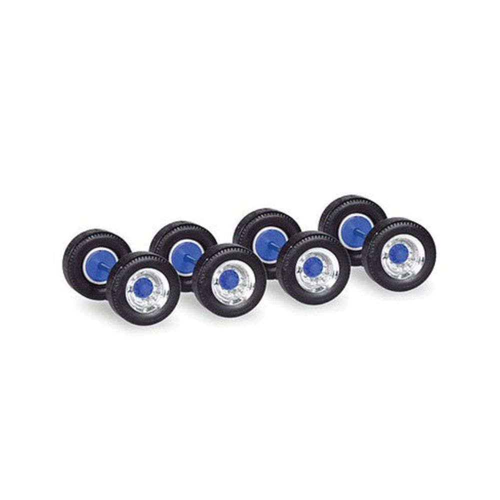 Herpa 53891 HO Scale Tractor-Trailer Single Wheelsets -- Blue Hub pkg(12)