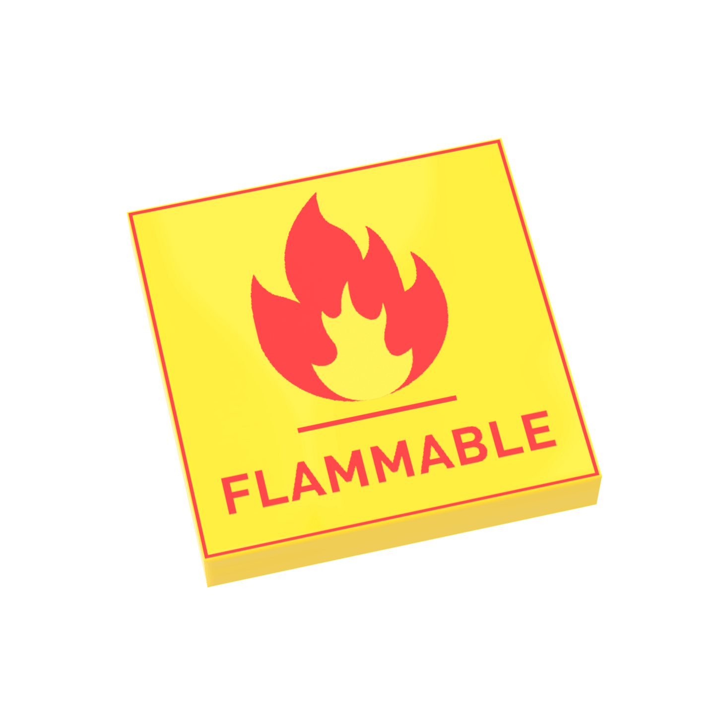 Flammable Warning Sign - Custom Printed - Made Using a LEGO® Tile