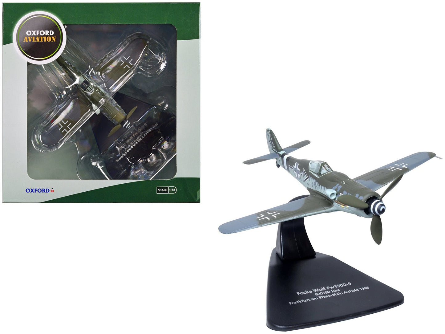 Focke-Wulf Fw190D-9 Fighter Aircraft "600150 JG-4 Frankfurt Rhine-Main Airfield" (1945) German Luftwaffe "Oxford Aviation" 1/72 Diecast Model Airplane by Oxford Diecast free shipping USA