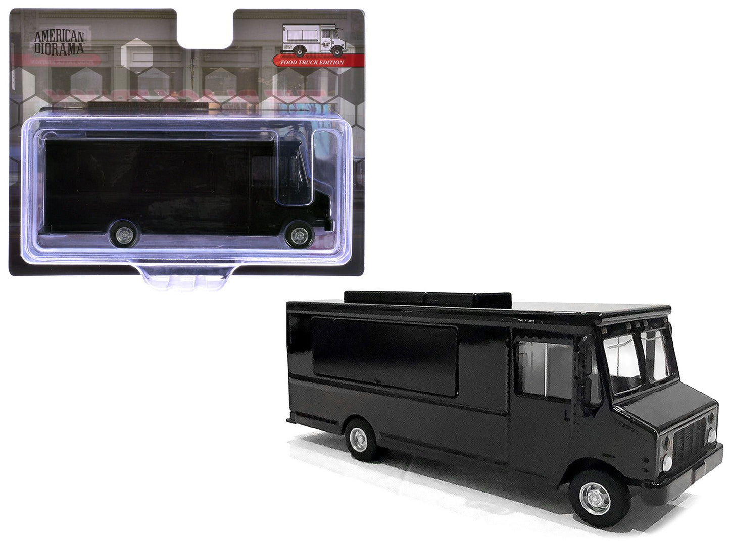 Food Truck Plain Black 1/64 Diecast Model by American Diorama free shipping USA