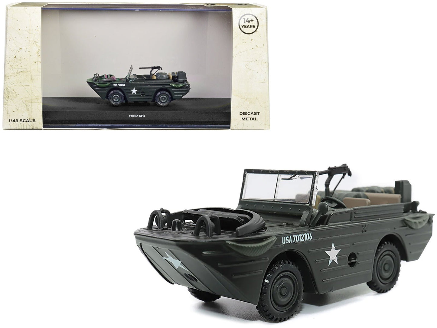 Ford GPA Amphibious Vehicle Olive Drab "United States Army" 1/43 Diecast Model by Militaria Die Cast free shipping USA
