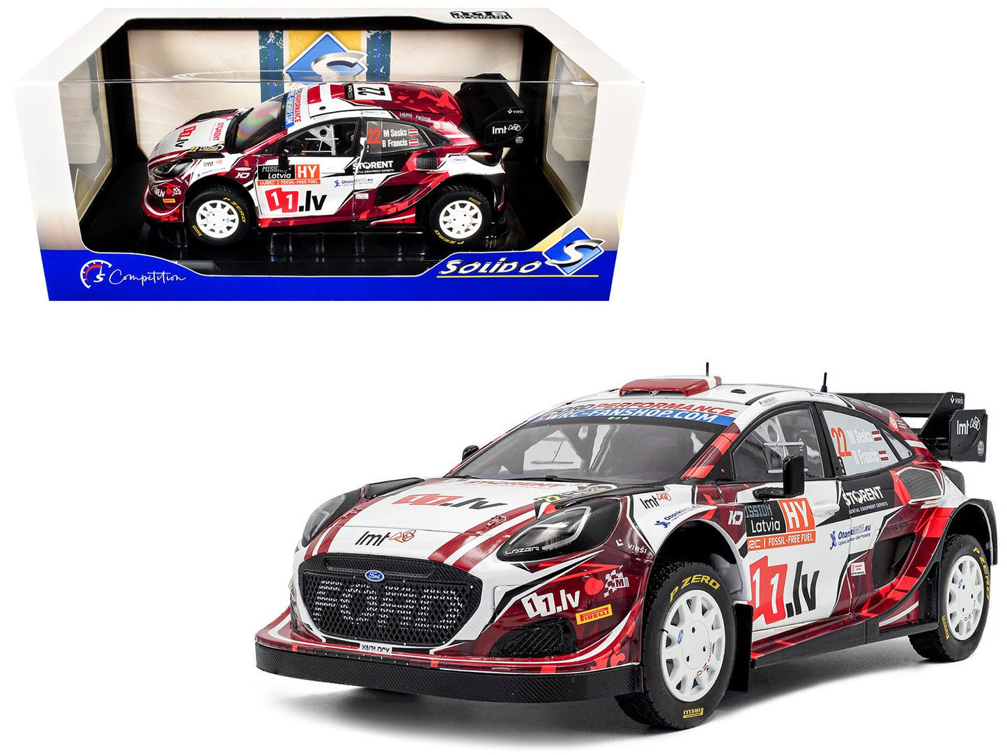 Ford Puma Rally1 #22 Martins Sesks - Renars Francis "Rally Latvia" (2024) "Competition" Series 1/18 Diecast Model Car by Solido free shipping USA