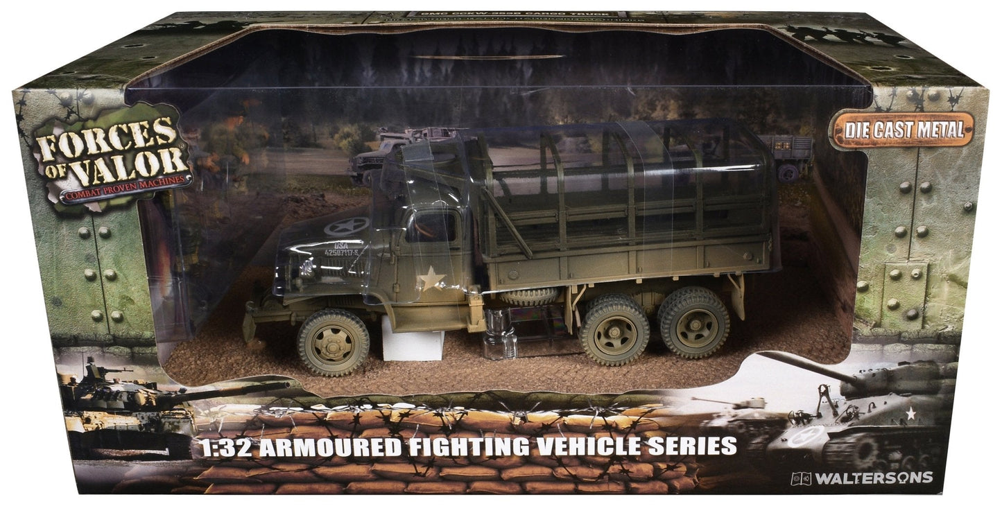 GMC CCKW-353B Cargo Truck "1st Infantry Division Weymouth England World War II" (1945) United States Army with Figures "Armoured Fighting Vehicle" Series 1/32 Diecast Model by Forces of Valor free shipping USA