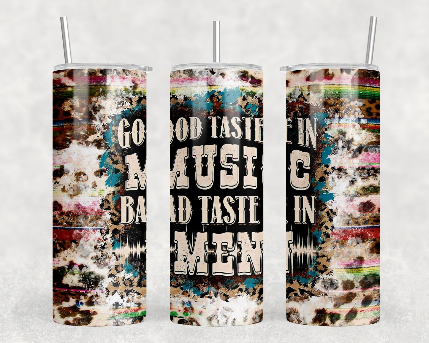 Good Taste In Music Bad Taste In Men|Skinny Tumbler|Optional Bluetooth Speaker| Speaker Color Varies by Rowdy Ridge Co