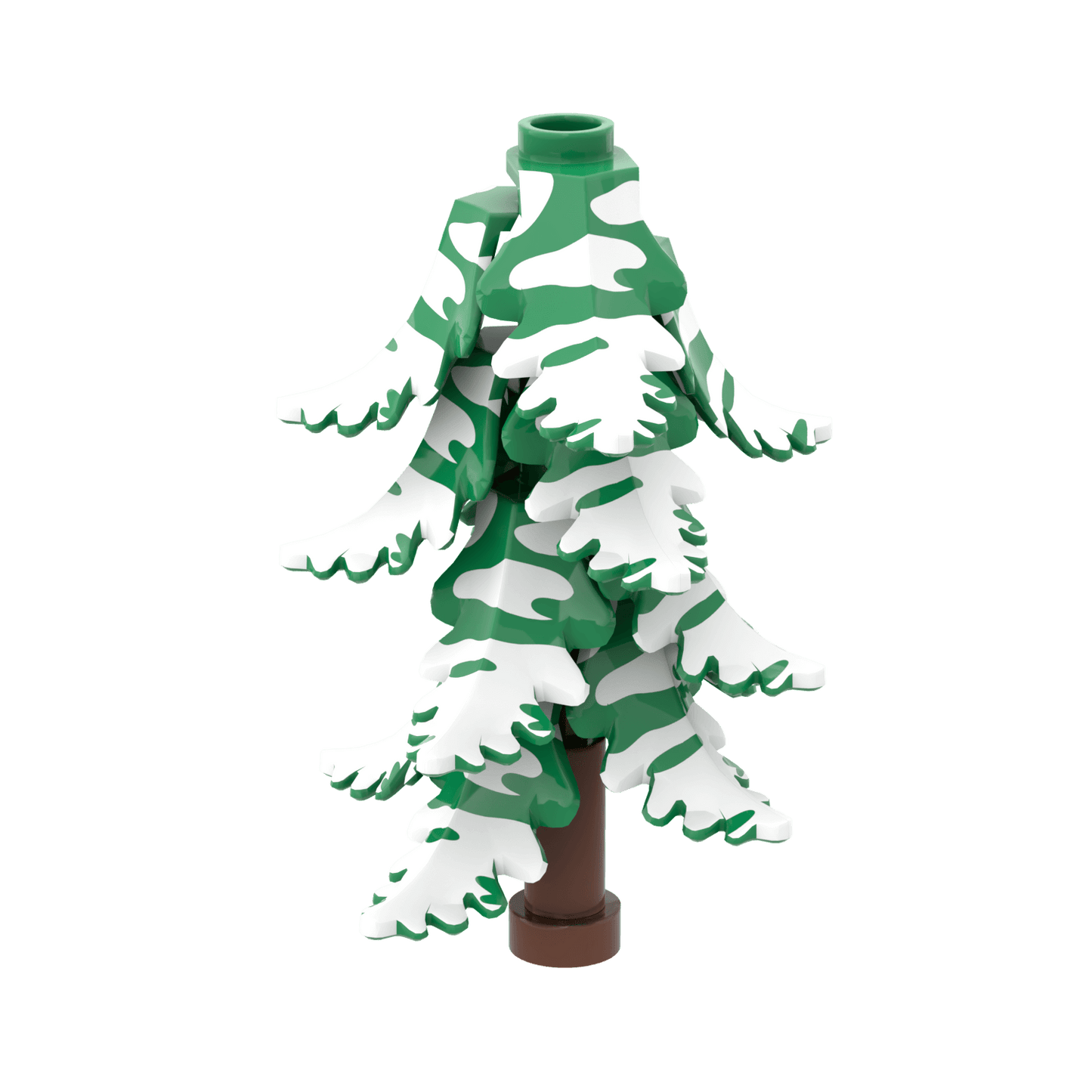 Green Plant Leaf - Flocked Snow - Winter - Custom Printed - Made Using a LEGO® Part