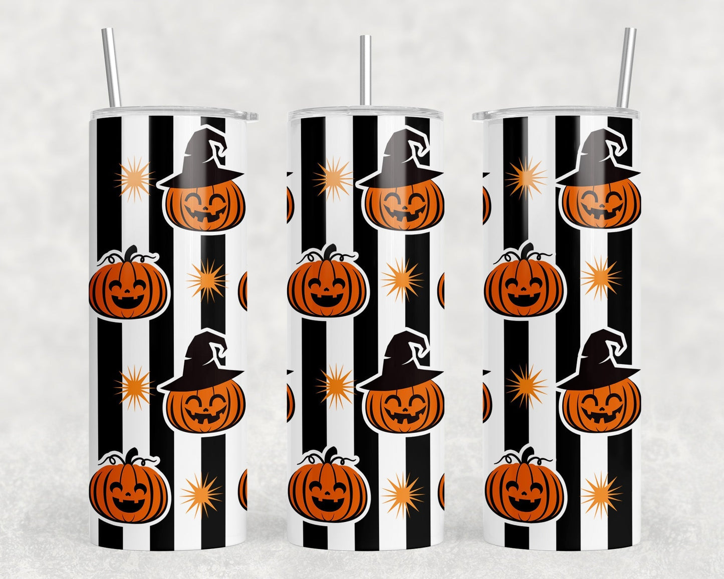 Halloween Stripes - 20 oz Steel Skinny Tumbler - Optional Blue Tooth Speaker - Speaker Color will Vary by Rowdy Ridge Co