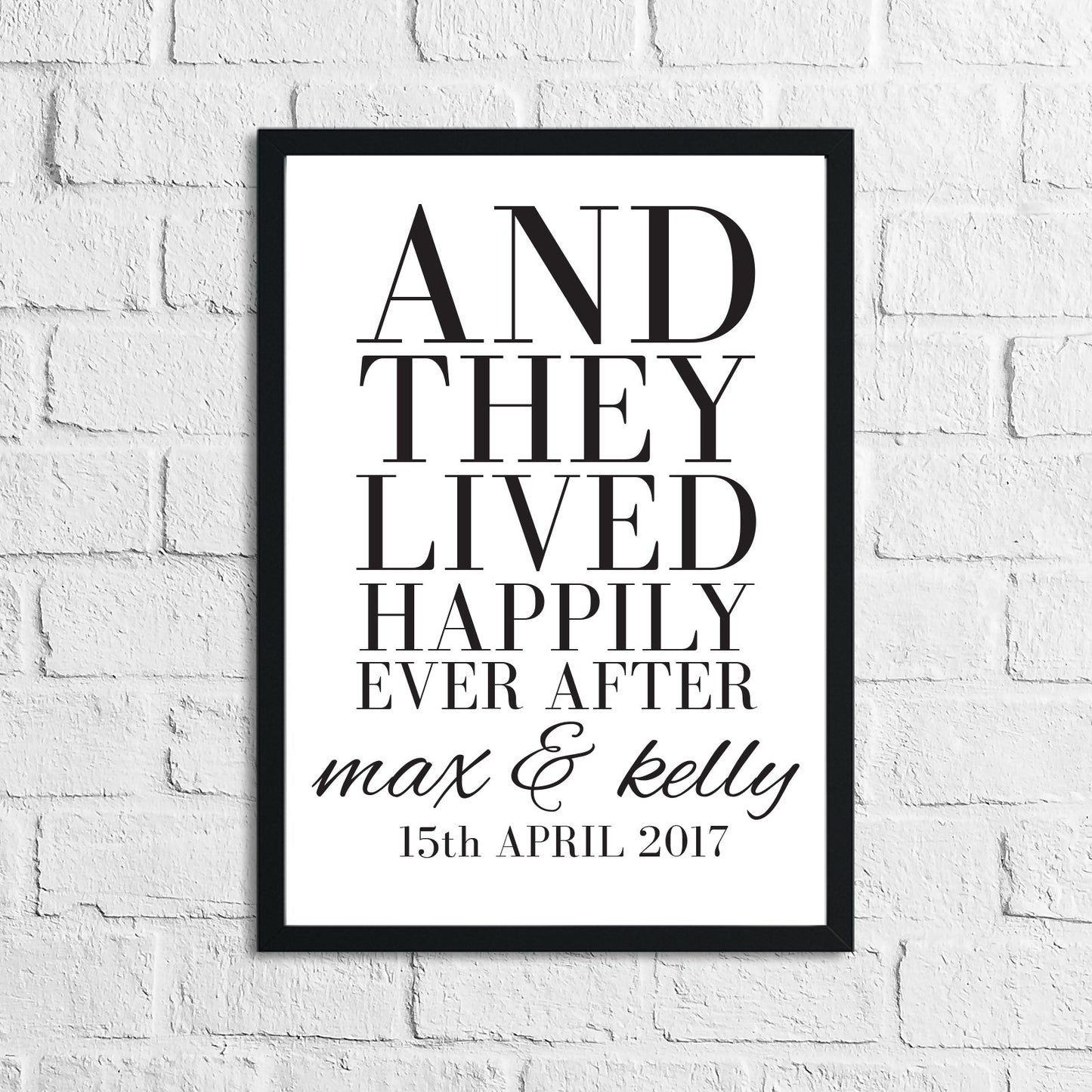 And They Lived Happily Ever After Custom Names & Date Print Home Wall Decor Print by WinsterCreations™ Official Store