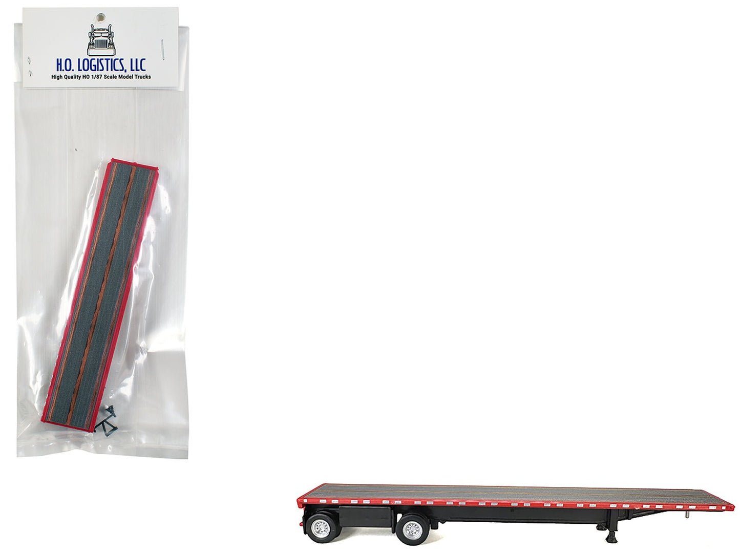 High Boy Spread Axle Flatbed Trailer Red 1/87 (HO) Plastic Model Car by HO Logistics free shipping USA
