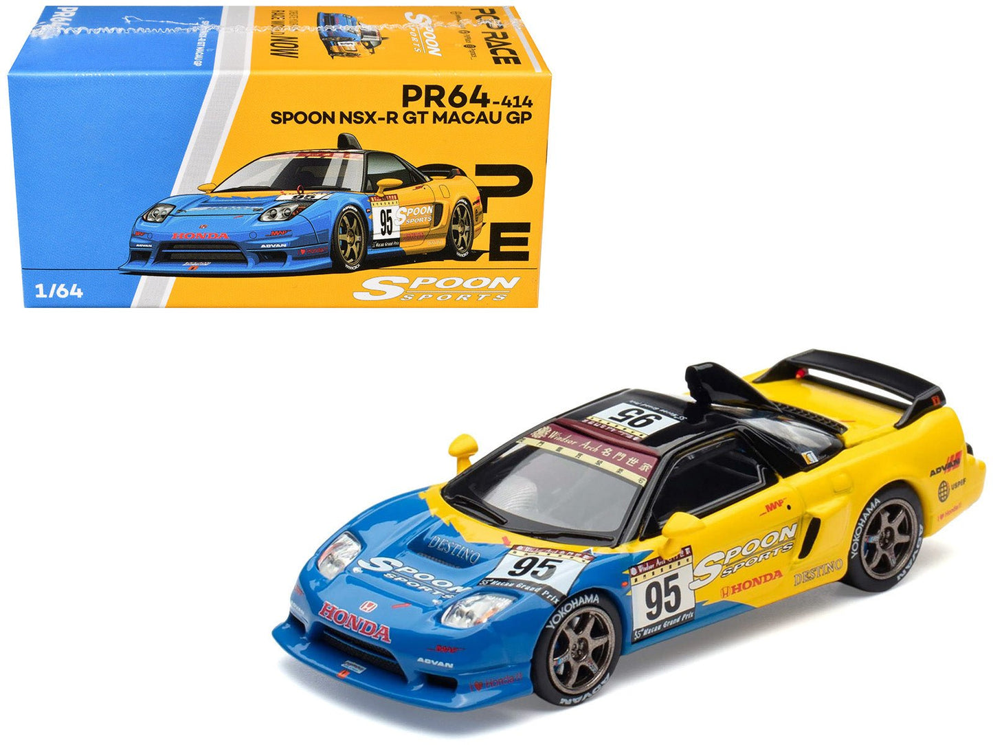 Honda NSX-R GT RHD (Right Hand Drive) #95 Spoon Sports "Macau Cup" "Tokyo Auto Salon - Hong Kong 2025" 1/64 Diecast Model Car by Pop Race free shipping USA