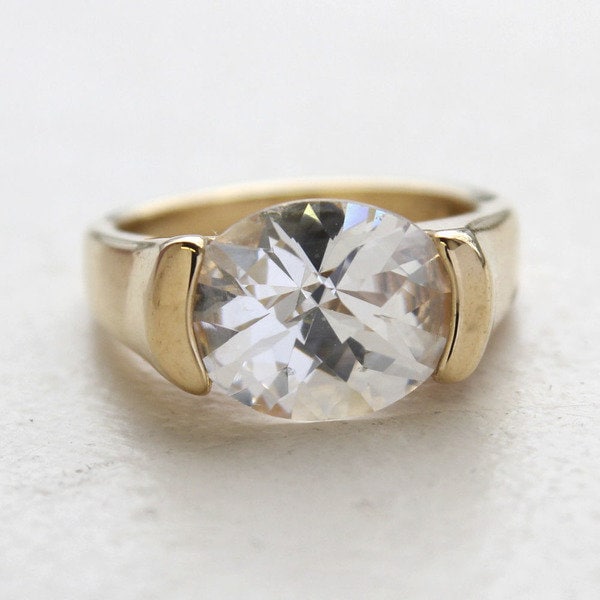 Vintage Ring Amethyst Swarovski Crystal Ring 18k White Gold Silver R4668 by PVD Vintage Jewelry