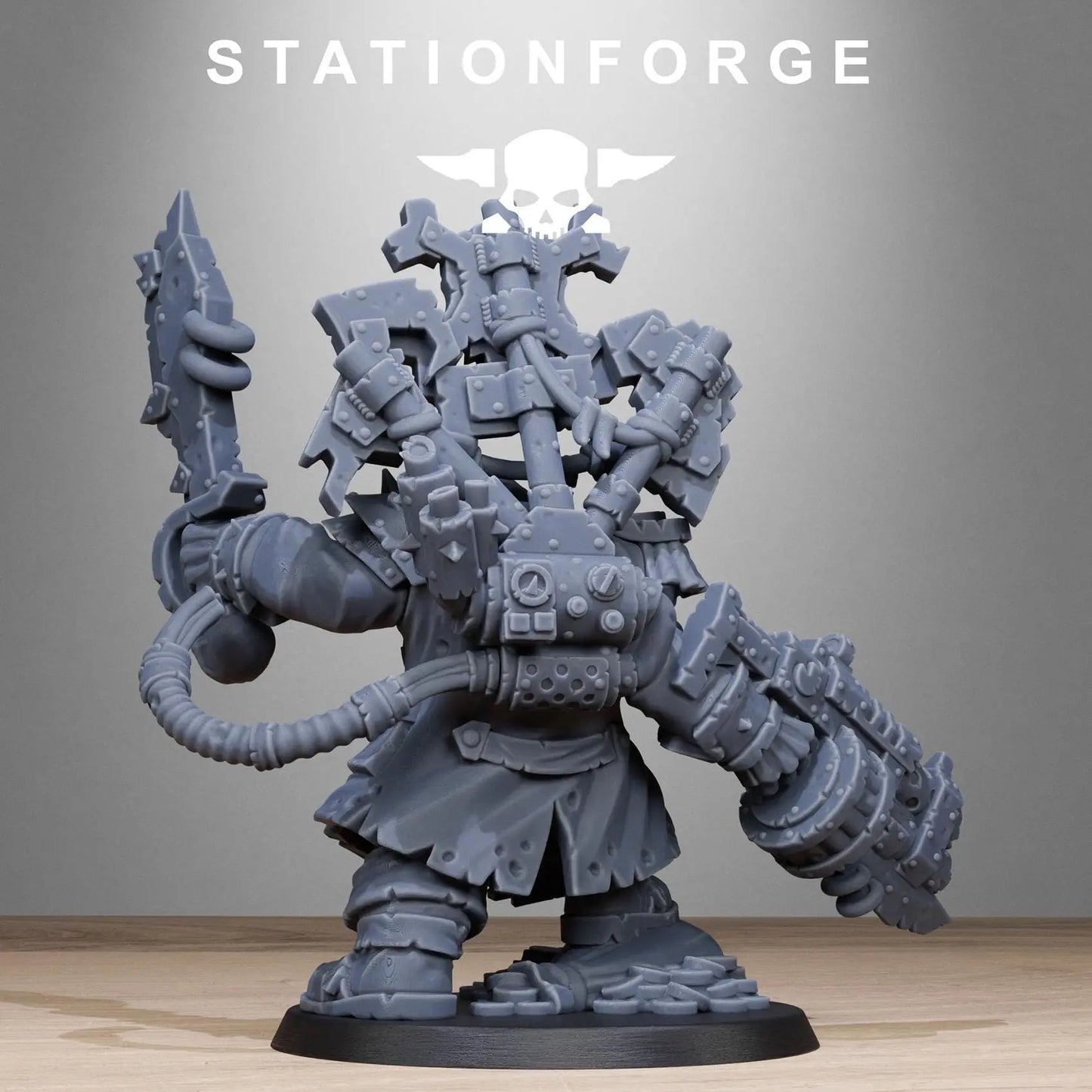 Orkaz Pirate by Station Forge 28/32mm Heroic Scale Miniature, 50mm tall, Proxy, Grimdark, Sci-Fi, OPR, Ork, Orc