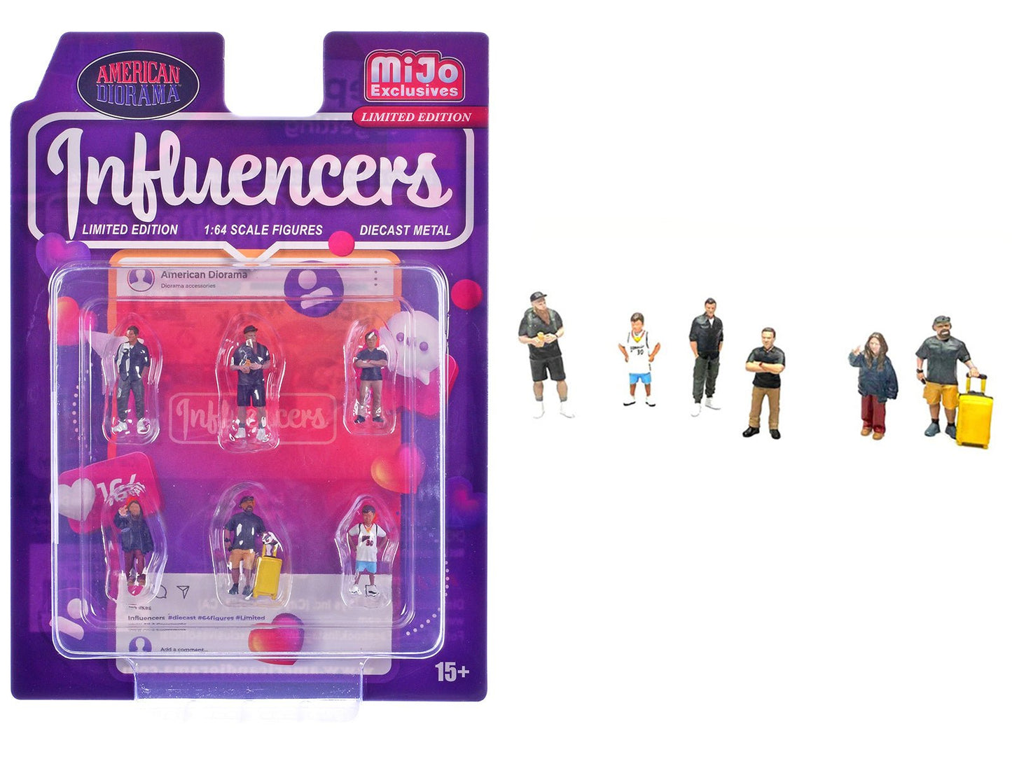 "Influencers" 6 piece Diecast Figure Set Limited Edition for 1/64 Scale Models by American Diorama free shipping USA