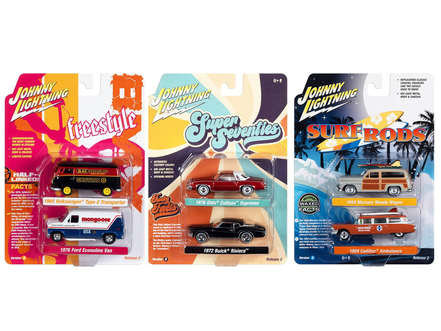 Johnny Lightning "2-Packs" 2023 Set B of 6 pieces Release 2 1/64 Diecast Model Cars by Johnny Lightning free shipping USA