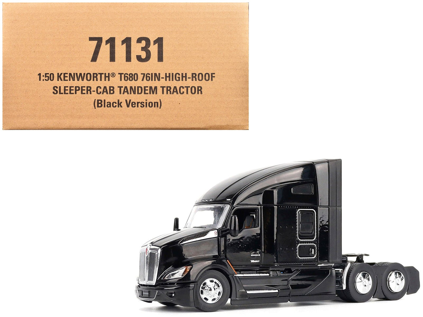 Kenworth T680 76" High Roof Sleeper Cab Truck Tractor Black "Transport Series" 1/50 Diecast Model by Diecast Masters free shipping USA