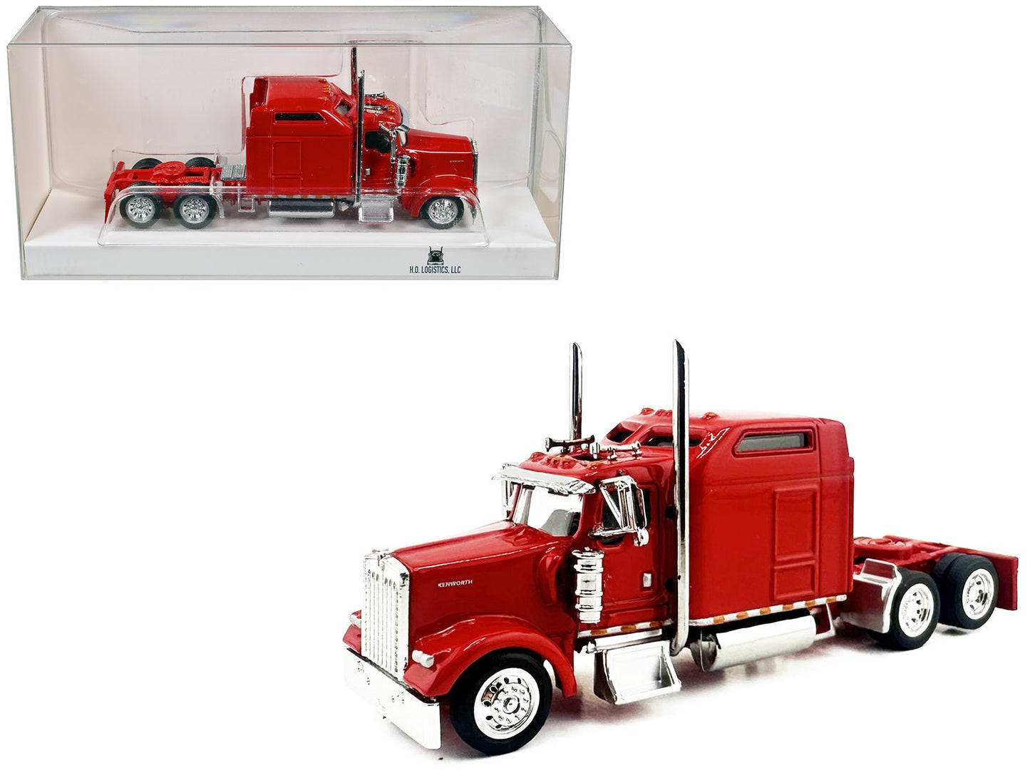 Kenworth W900L Truck Tractor with Sleeper Cab Red 1/87 (HO) Scale Plastic Model Car by HO Logistics free shipping USA