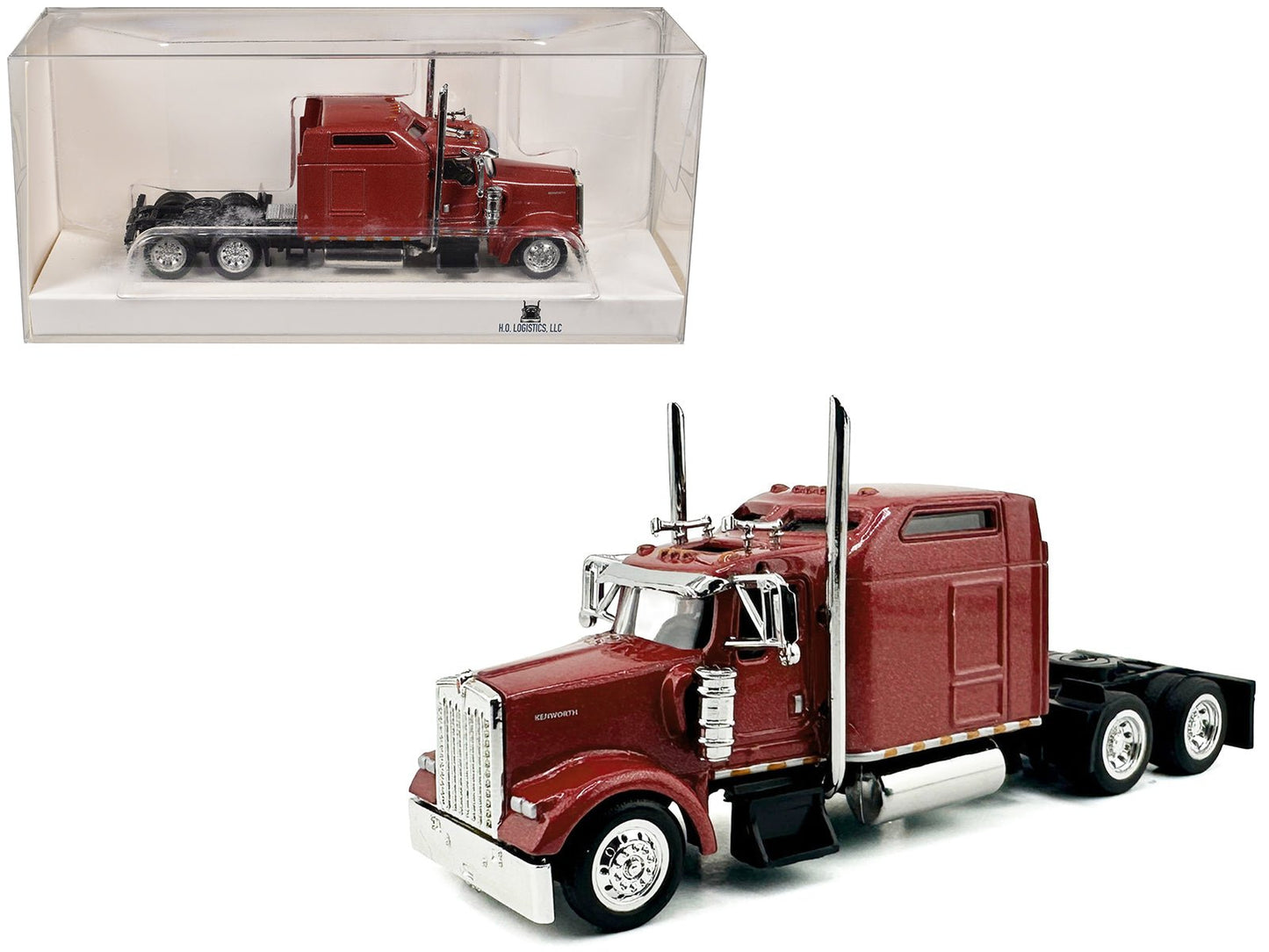 Kenworth W900L Truck Tractor with Sleeper Cab Red Metallic 1/87 (HO) Scale Plastic Model Car by HO Logistics free shipping USA