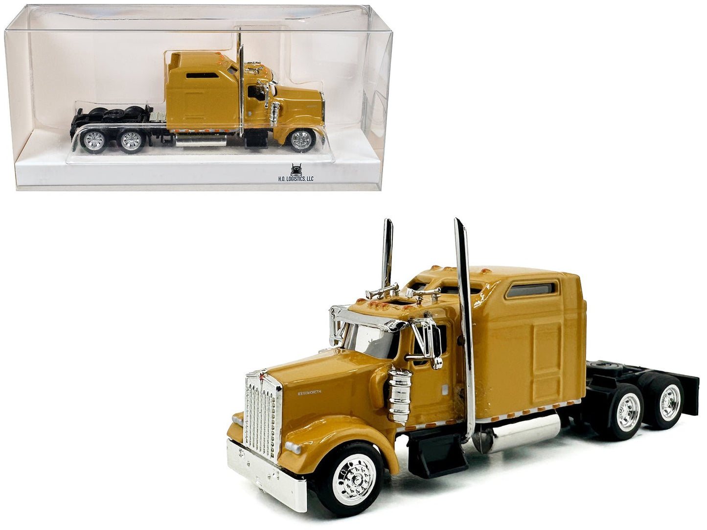 Kenworth W900L Truck Tractor with Sleeper Cab Yellow 1/87 (HO) Scale Plastic Model Car by HO Logistics free shipping USA
