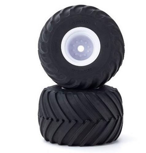 Kyosho MATH001W Monster Tire with Wheel(White/V-Shaped/2pcs)
