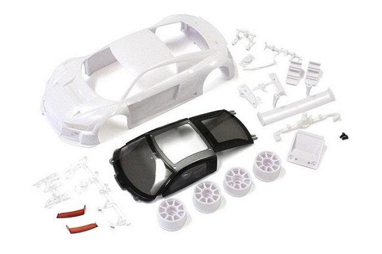 Kyosho Audi R8LMS2015/16 Unpainted White Body Set (w/Wheels) For Mini-Z MR-03