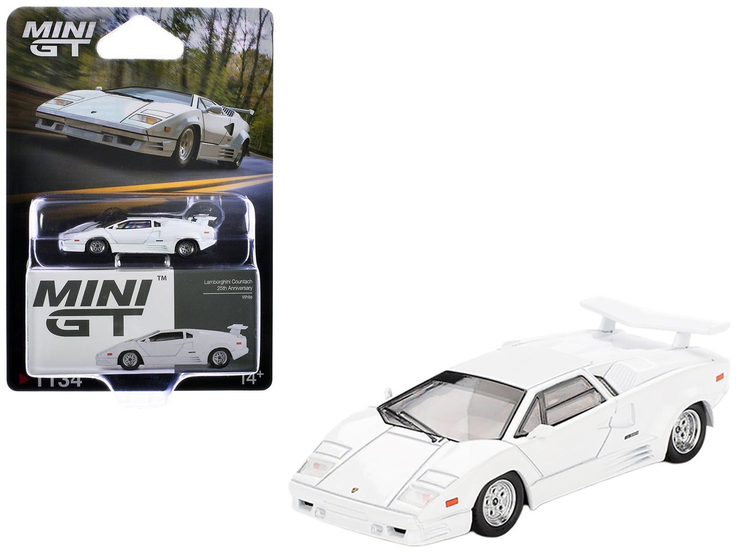 Lamborghini Countach "25th Anniversary" White Limited Edition 1/64 Diecast Model Car by Mini GT free shipping USA
