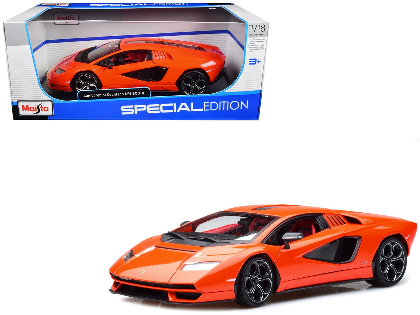 Lamborghini Countach LPI 800-4 Orange with Red Interior "Special Edition" 1/18 Diecast Model Car by Maisto free shipping USA