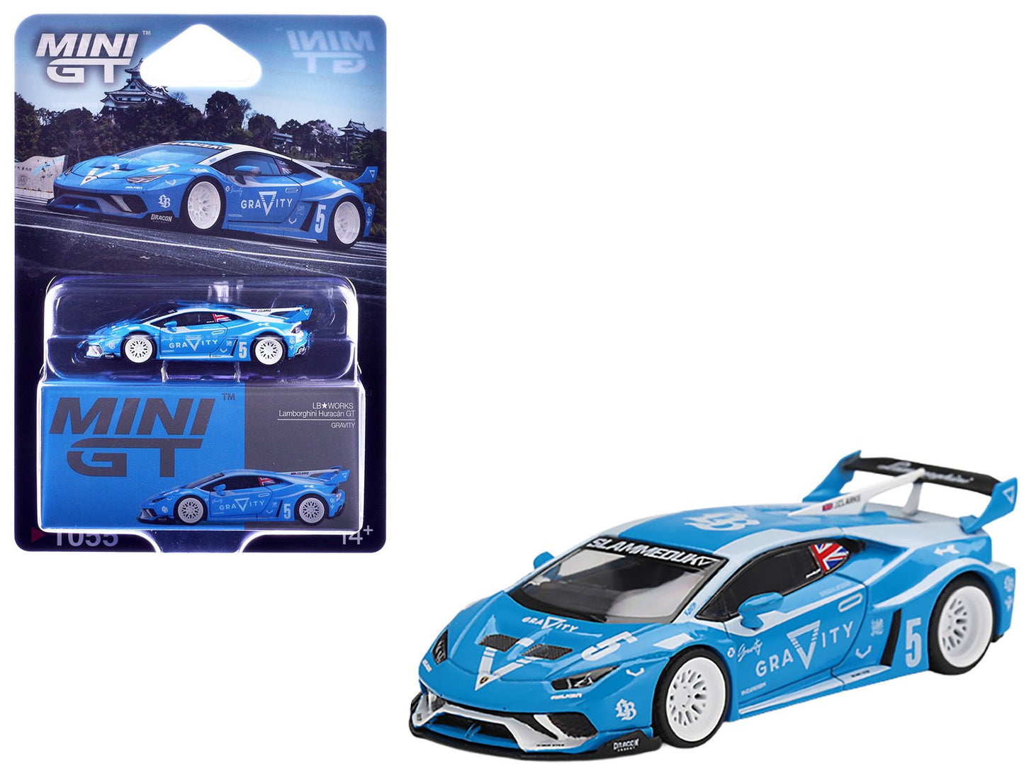 Lamborghini Huracan GT LB-WORKS #5 "Gravity" Light Blue with Graphics Limited Edition 1/64 Diecast Model Car by Mini GT free shipping USA