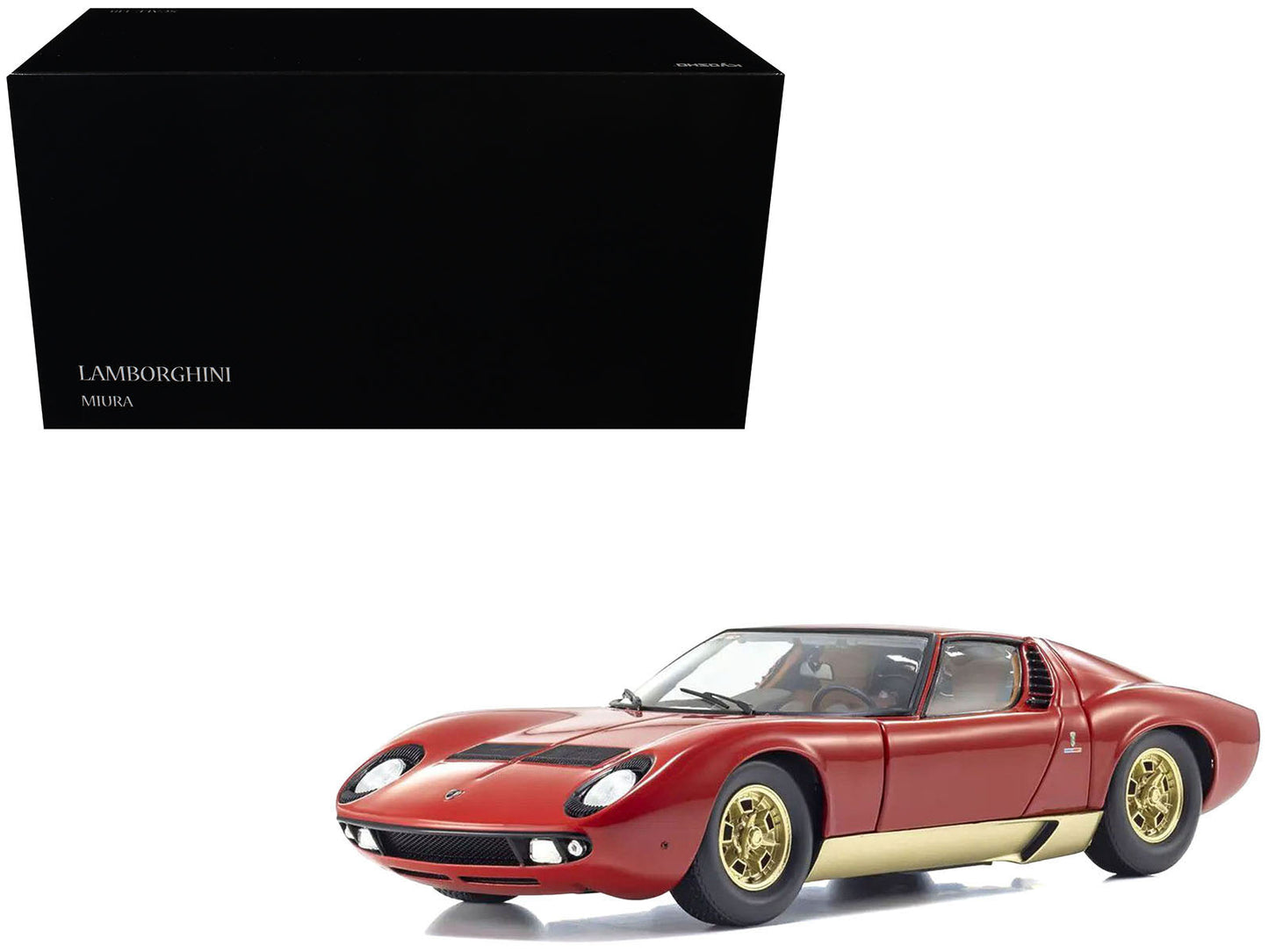 Lamborghini Miura P 400 Red with Gold Accents 1/18 Diecast Model Car by Kyosho free shipping USA