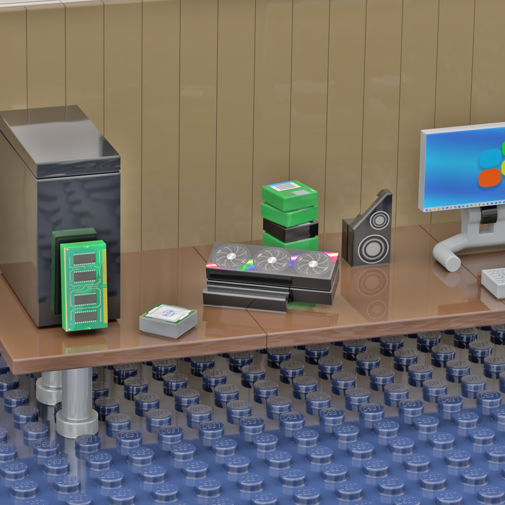 Floppy Disk (Black) - Desktop Computer - Custom Printed - Made Using LEGO® Parts