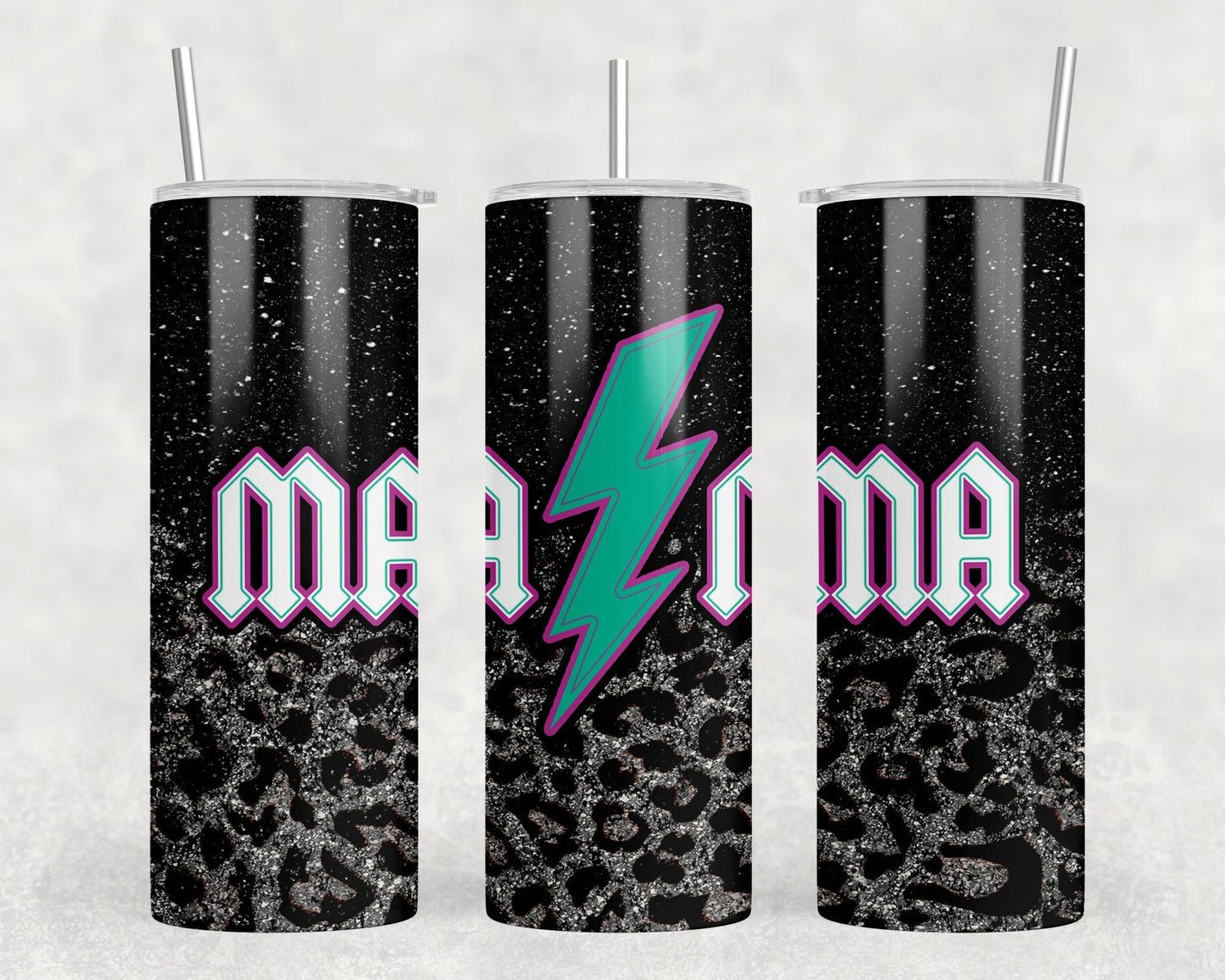 Leopard Print Mama - 20 oz Steel Skinny Tumbler - Optional Blue Tooth Speaker - Speaker Color will Vary by Rowdy Ridge Co