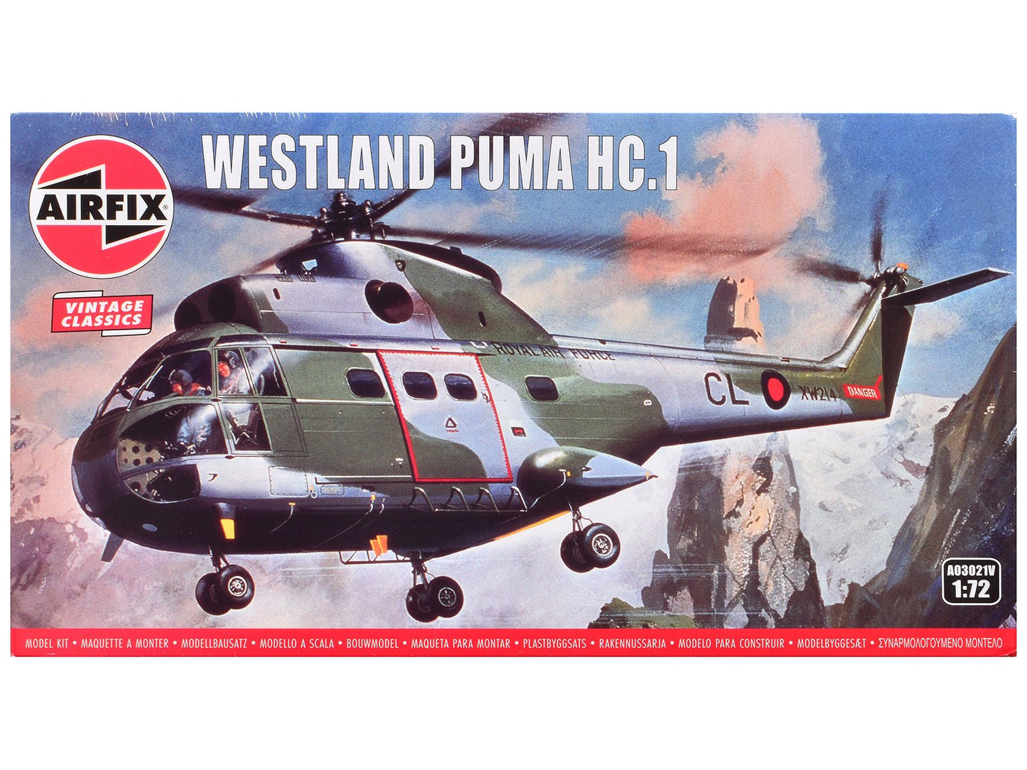 Level 2 Model Kit Westland Puma HC.1 Helicopter with 2 Scheme Options 1/72 Plastic Model Kit by Airfix free shipping USA