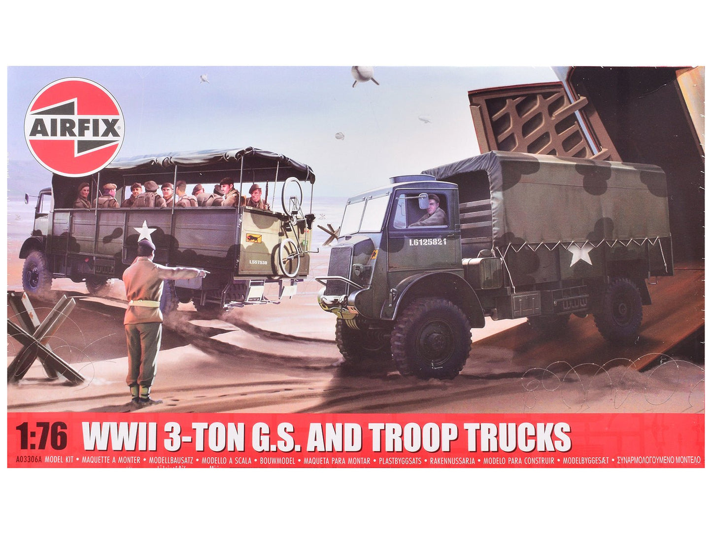 Level 2 Model Kit WWII 3-Ton General Service and Troop Trucks 1/76 Plastic Model Kit by Airfix free shipping USA